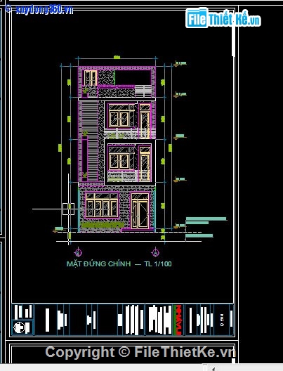 Bản vẽ nhà phố,kiến trúc 4 tầng,nhà phố 6x20m